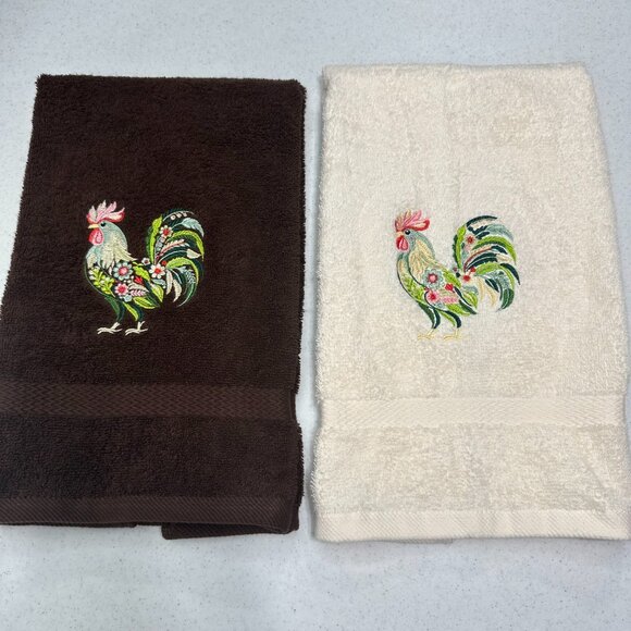 Chicken Towels Embroidered Hand Towel Set Hen Rooster Bathroom Home Farm Decor - Picture 11 of 13